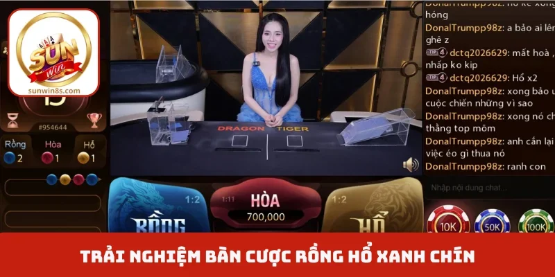 Trải nghiệm sảnh Live Casino Sunwin trực tuyến chuyên nghiệp Trải nghiệm bàn cược Rồng Hổ xanh chín