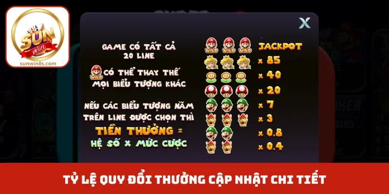 Nổ Hũ Super Mario - Cách "Săn Nấm" Ăn Hũ Jackpot Siêu Khủng Tỷ lệ quy đổi thưởng cập nhật chi tiết