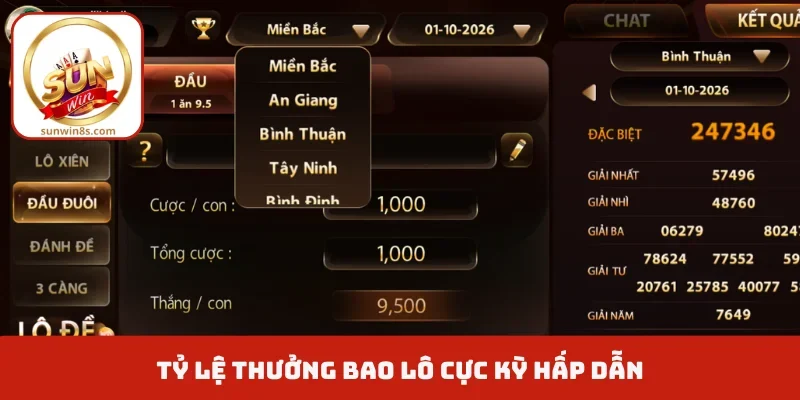 Tỷ lệ thưởng bao lô cực kỳ hấp dẫn
